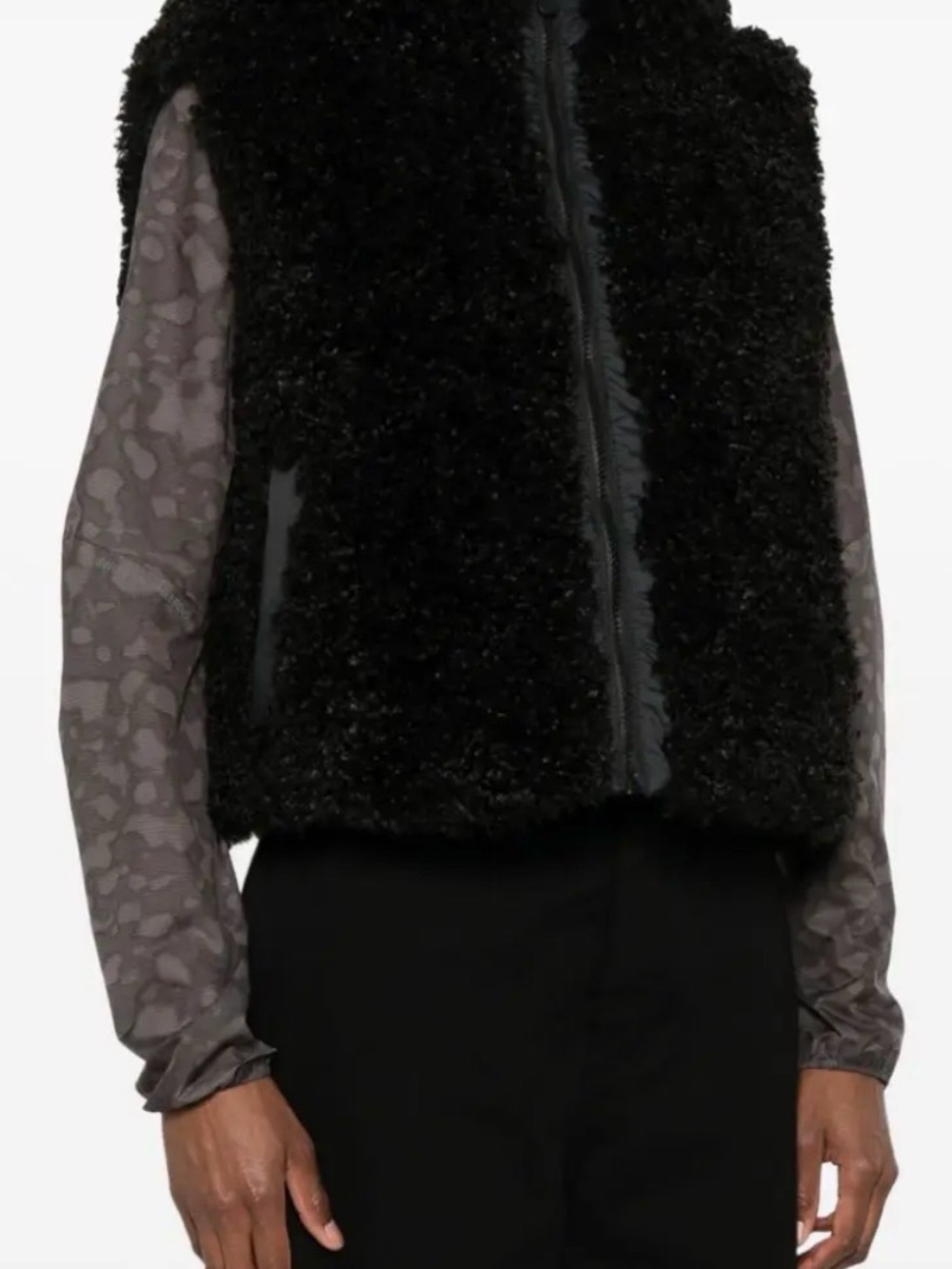 SAVE THE DUCK Klara Vest - Black Faux Fur Jacket NWT Orange Tag